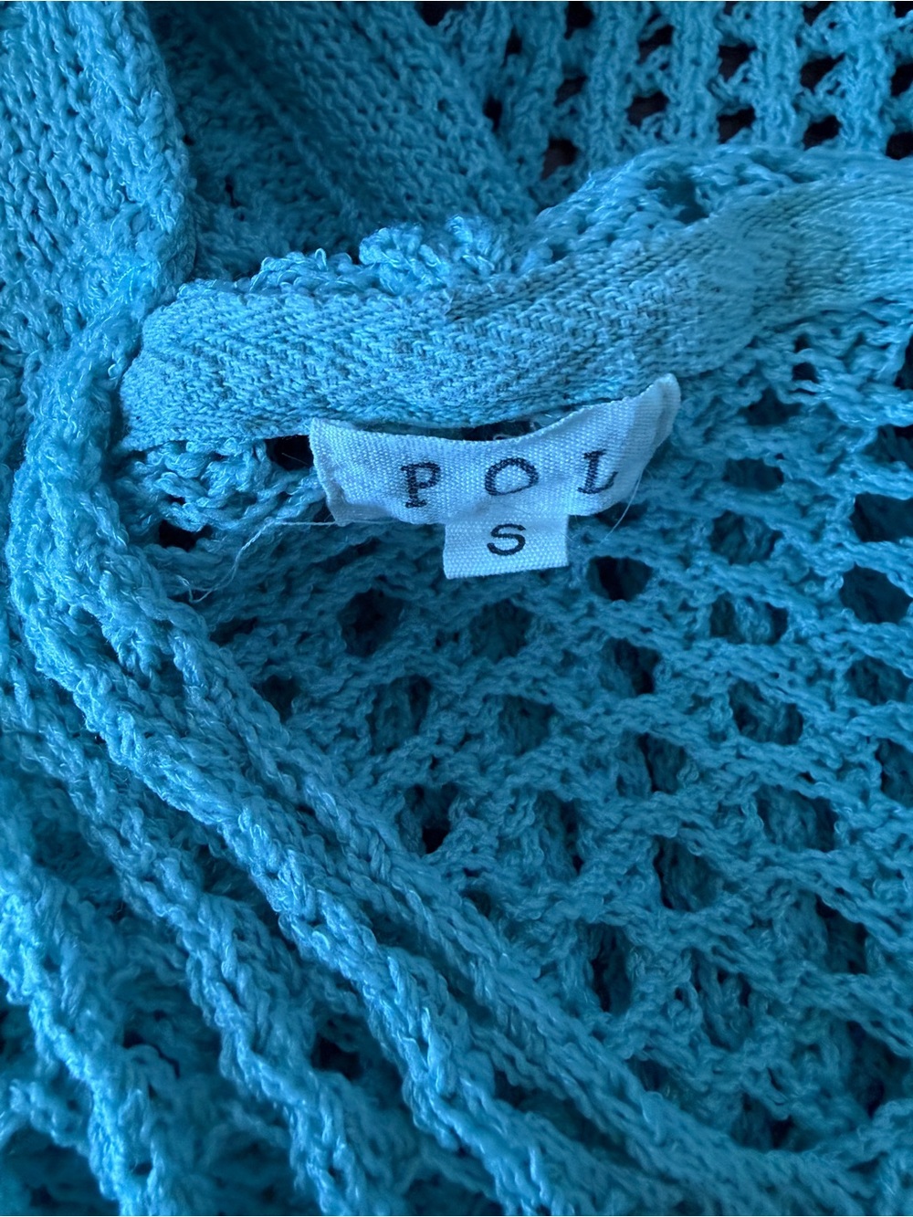 POL Mint Green Knit Hoodie Sweater with Multicolor Striped Cuffs - Picture 5 of 5